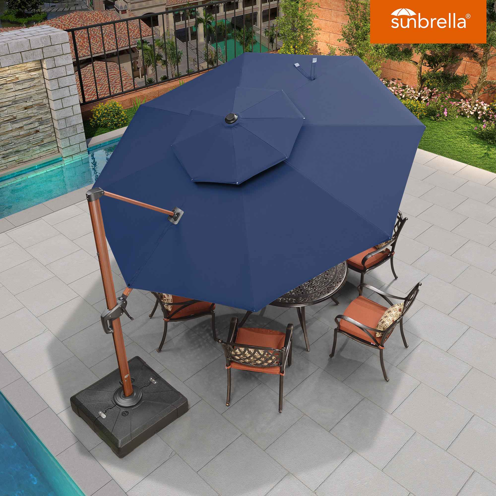 PURPLE LEAF SUNBRELLA Cantilever Umbrella Deluxe Wood Pattern Patio Umbrella - Image 134
