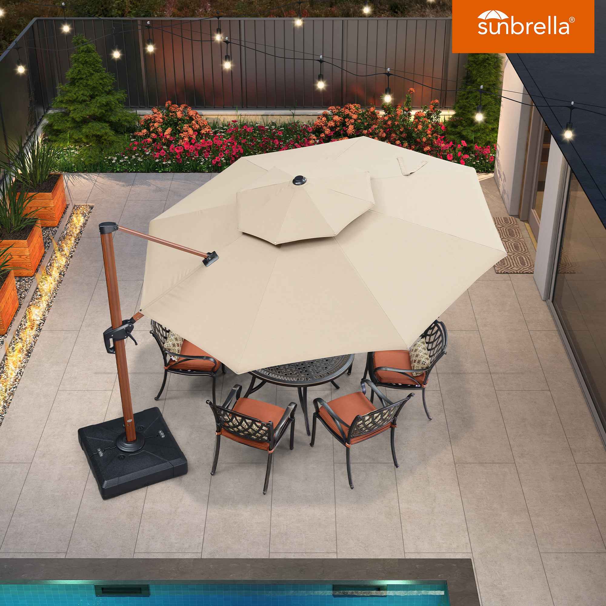 PURPLE LEAF SUNBRELLA Cantilever Umbrella Deluxe Wood Pattern Patio Umbrella - Image 135