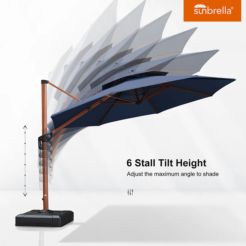 PURPLE LEAF SUNBRELLA Cantilever Umbrella Deluxe Wood Pattern Patio Umbrella - Image 139