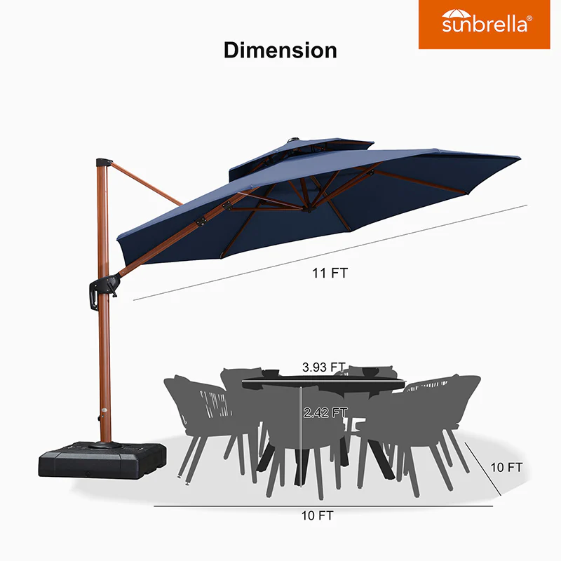 PURPLE LEAF SUNBRELLA Cantilever Umbrella Deluxe Wood Pattern Patio Umbrella - Image 140