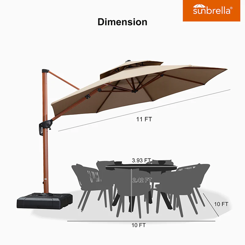PURPLE LEAF SUNBRELLA Cantilever Umbrella Deluxe Wood Pattern Patio Umbrella - Image 141