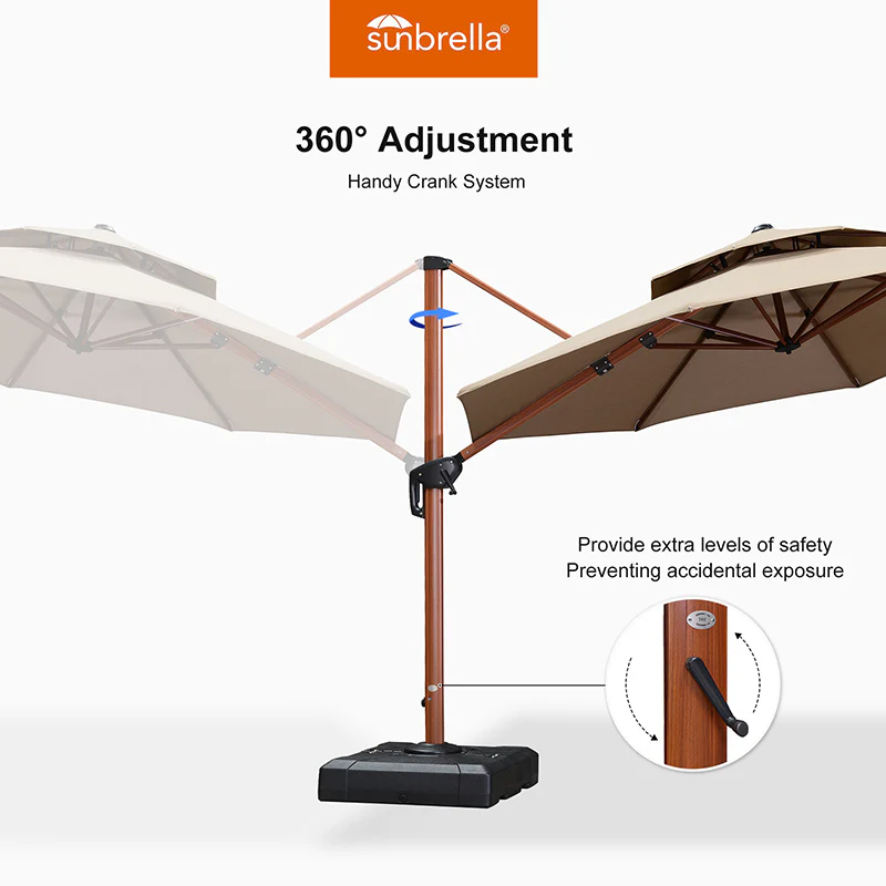 PURPLE LEAF SUNBRELLA Cantilever Umbrella Deluxe Wood Pattern Patio Umbrella - Image 142