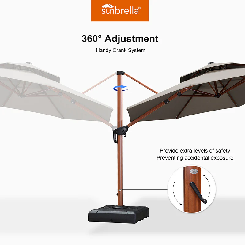 PURPLE LEAF SUNBRELLA Cantilever Umbrella Deluxe Wood Pattern Patio Umbrella - Image 144