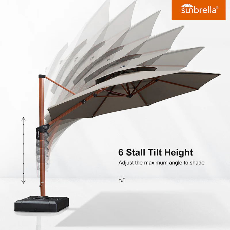 PURPLE LEAF SUNBRELLA Cantilever Umbrella Deluxe Wood Pattern Patio Umbrella - Image 145
