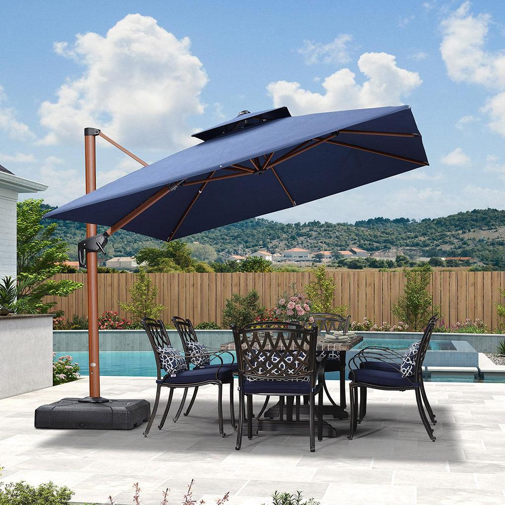 PURPLE LEAF SUNBRELLA Cantilever Umbrella Deluxe Wood Pattern Patio Umbrella - Image 18