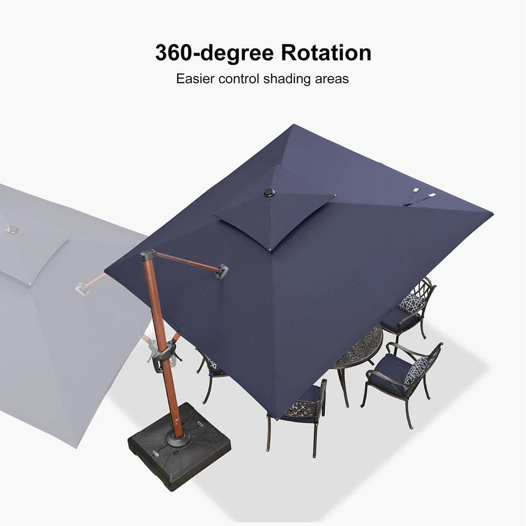 PURPLE LEAF SUNBRELLA Cantilever Umbrella Deluxe Wood Pattern Patio Umbrella - Image 19