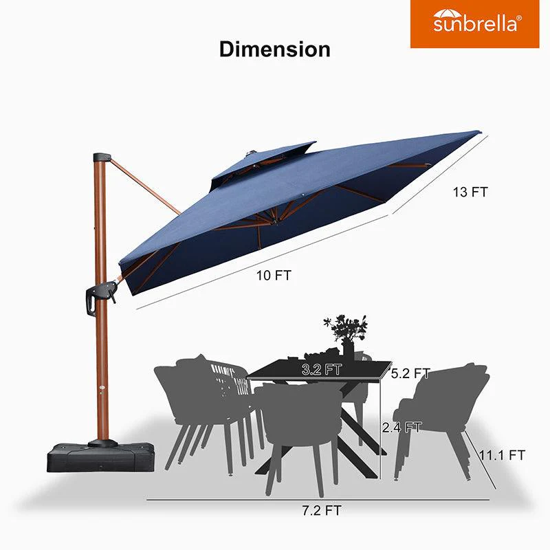 PURPLE LEAF SUNBRELLA Cantilever Umbrella Deluxe Wood Pattern Patio Umbrella - Image 23