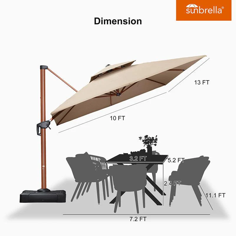 PURPLE LEAF SUNBRELLA Cantilever Umbrella Deluxe Wood Pattern Patio Umbrella - Image 24