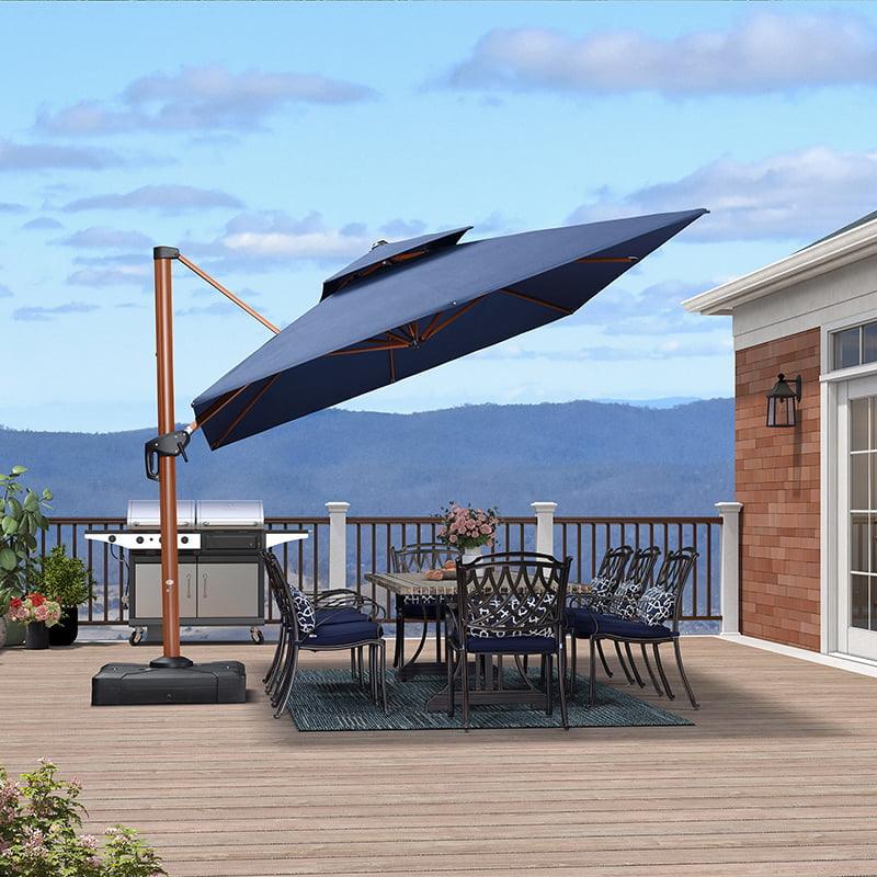 PURPLE LEAF SUNBRELLA Cantilever Umbrella Deluxe Wood Pattern Patio Umbrella - Image 26
