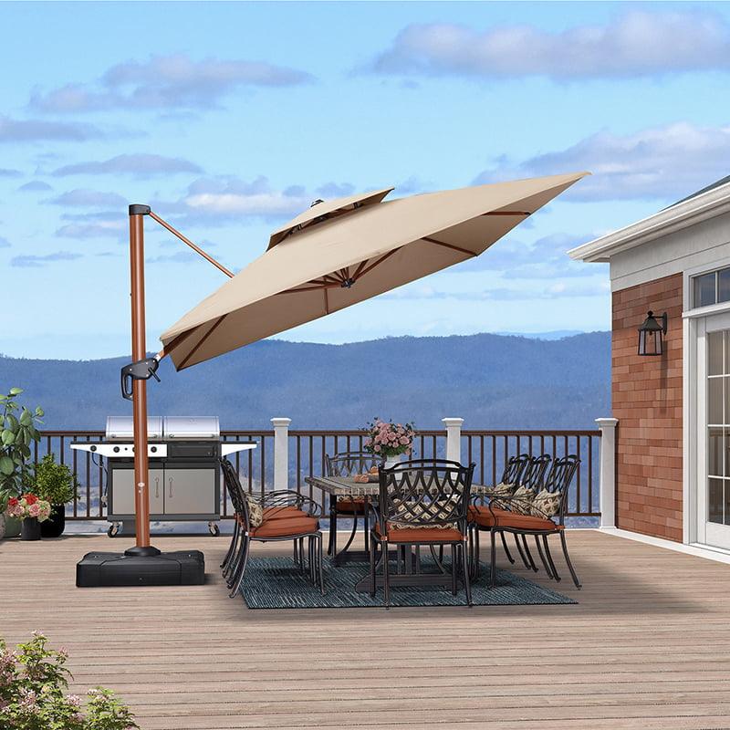 PURPLE LEAF SUNBRELLA Cantilever Umbrella Deluxe Wood Pattern Patio Umbrella - Image 27