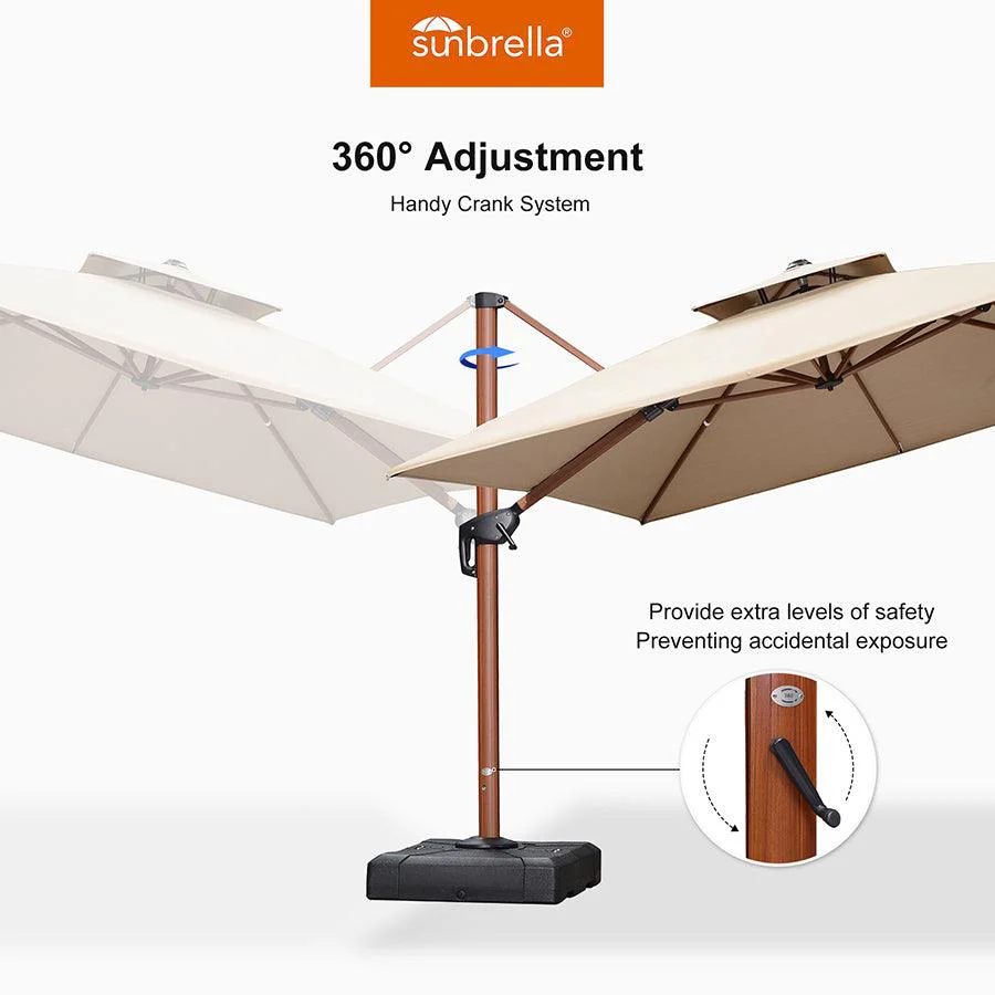 PURPLE LEAF SUNBRELLA Cantilever Umbrella Deluxe Wood Pattern Patio Umbrella - Image 31