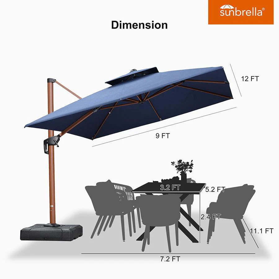 PURPLE LEAF SUNBRELLA Cantilever Umbrella Deluxe Wood Pattern Patio Umbrella - Image 33