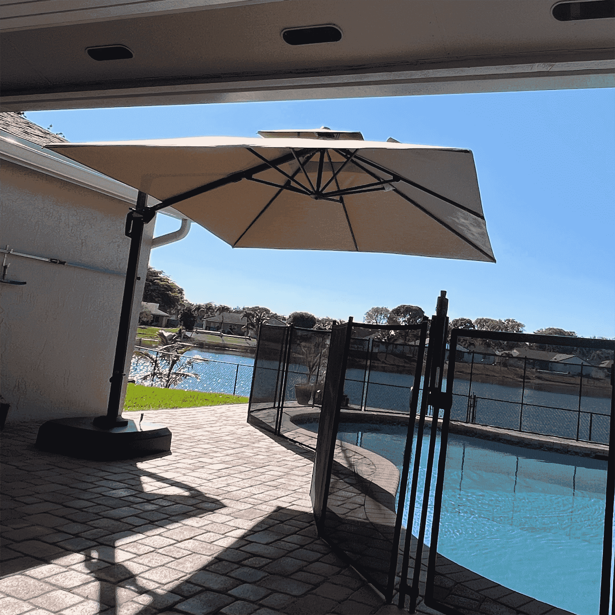PURPLE LEAF SUNBRELLA Cantilever Umbrella Deluxe Wood Pattern Patio Umbrella - Image 36