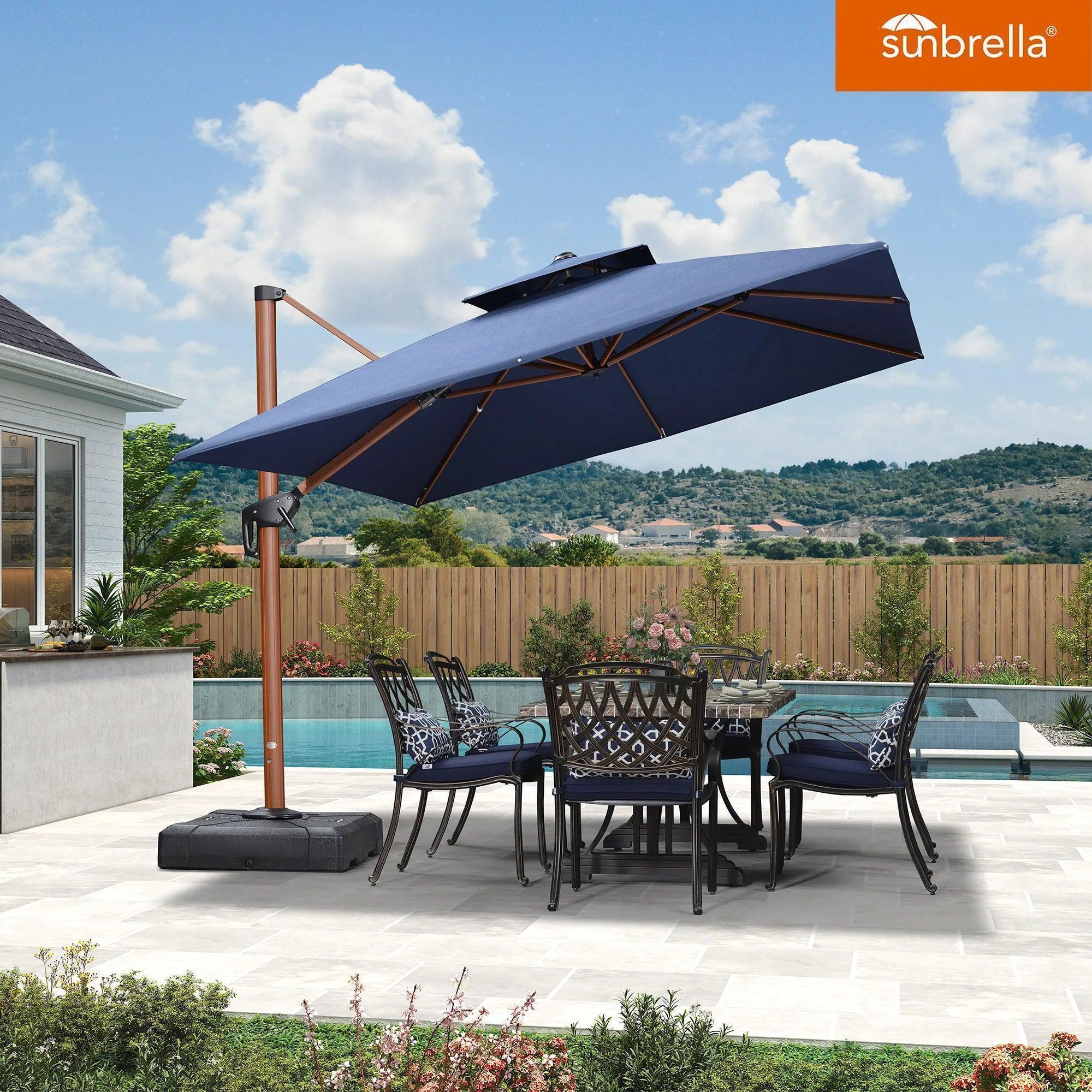 PURPLE LEAF SUNBRELLA Cantilever Umbrella Deluxe Wood Pattern Patio Umbrella - Image 42