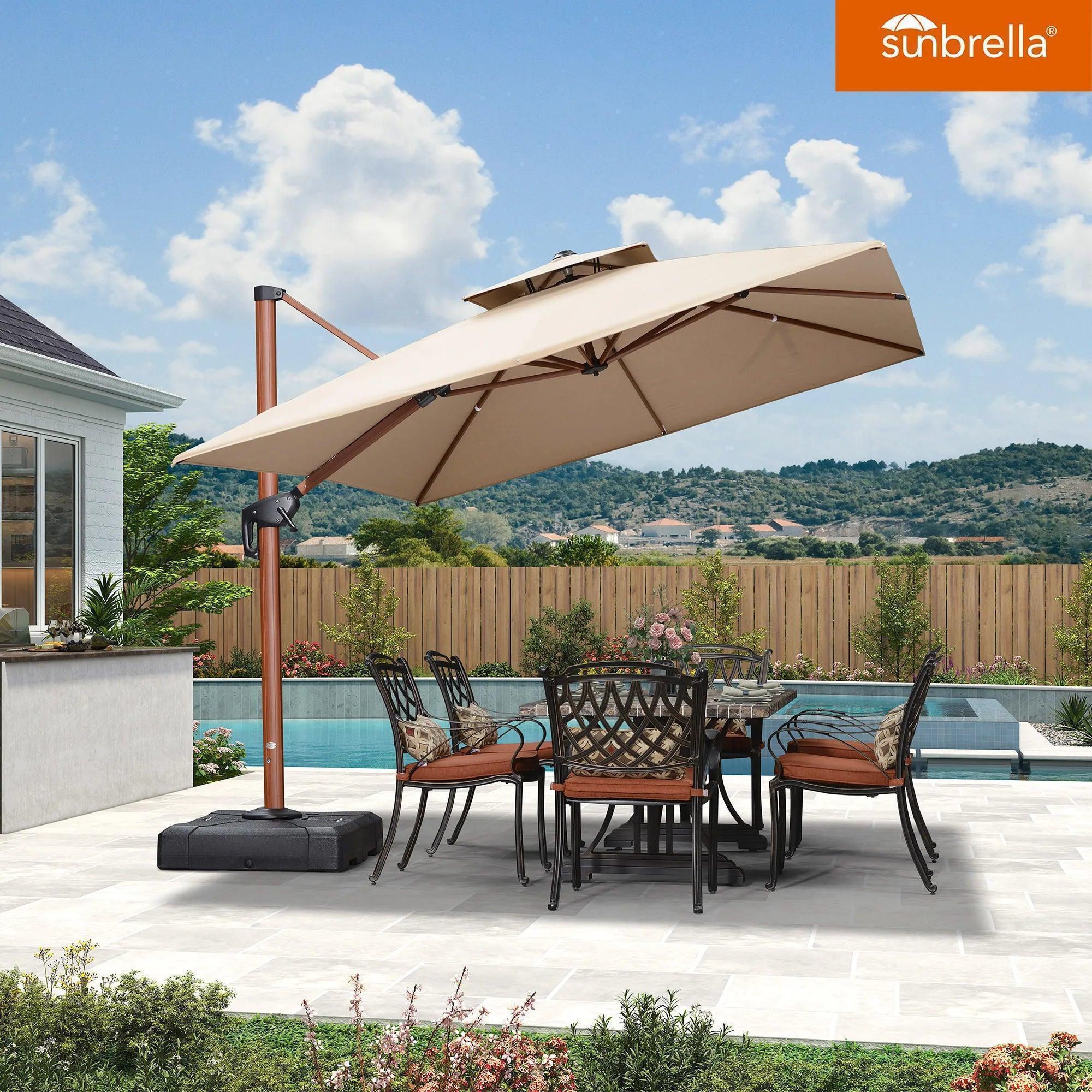 PURPLE LEAF SUNBRELLA Cantilever Umbrella Deluxe Wood Pattern Patio Umbrella - Image 43