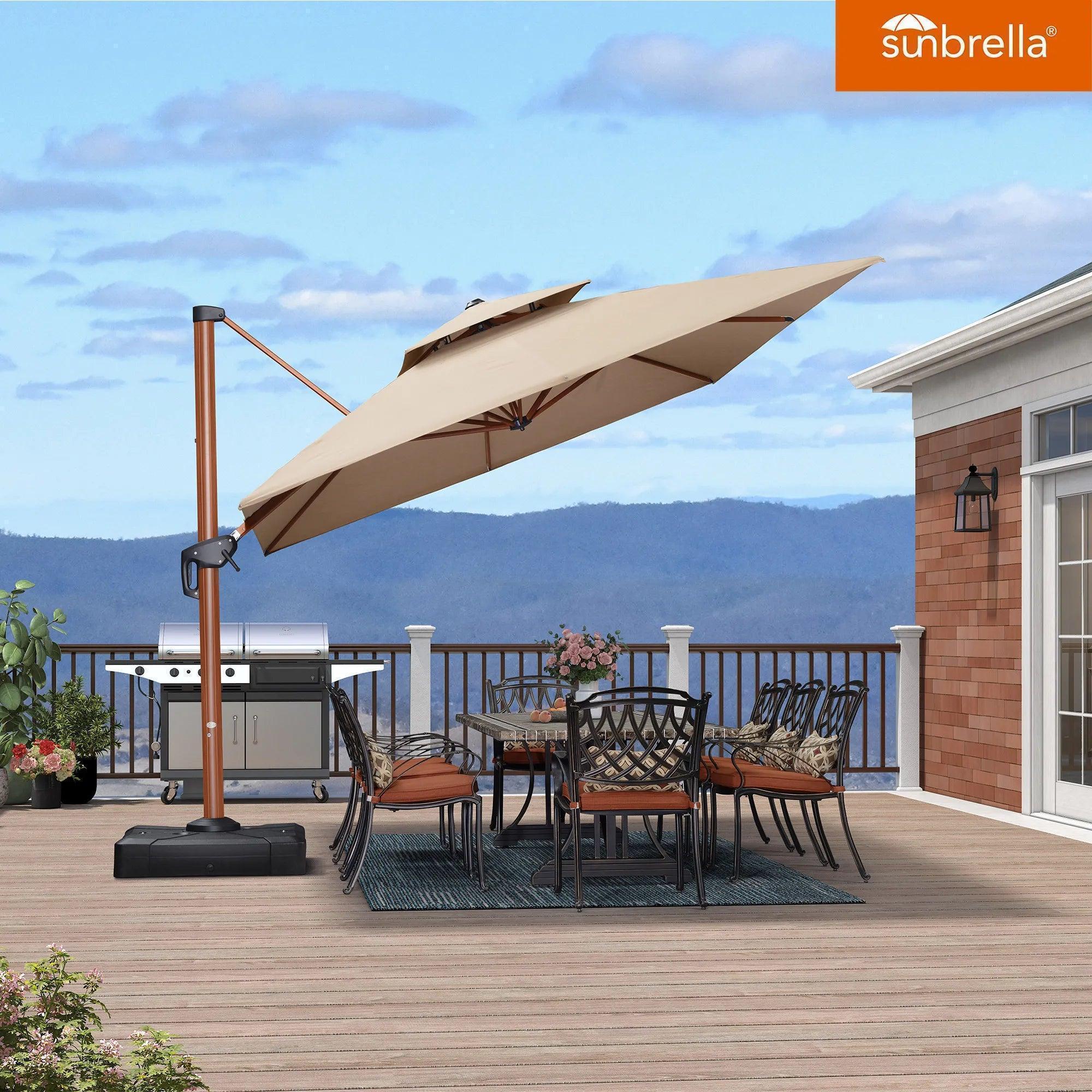 PURPLE LEAF SUNBRELLA Cantilever Umbrella Deluxe Wood Pattern Patio Umbrella - Image 44