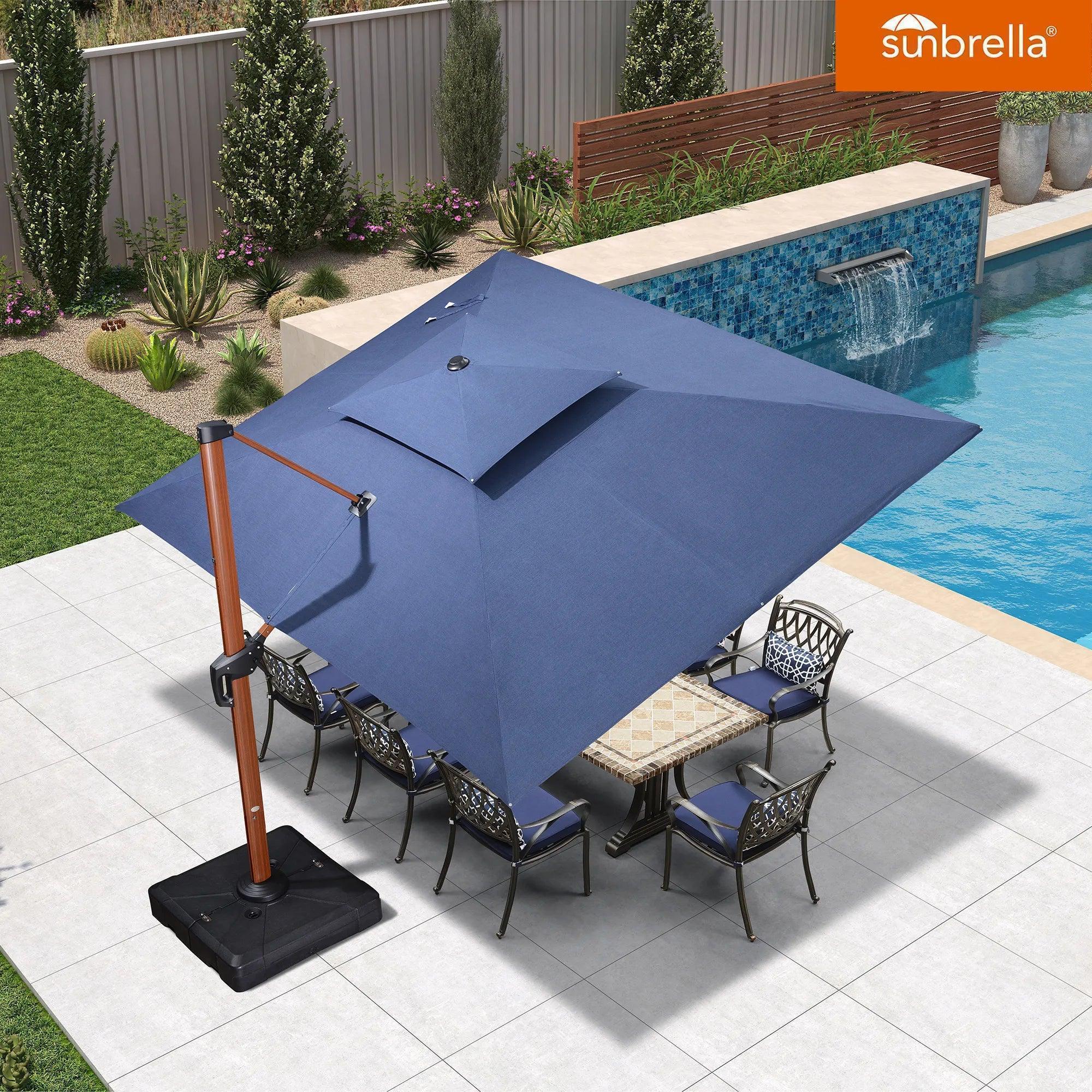 PURPLE LEAF SUNBRELLA Cantilever Umbrella Deluxe Wood Pattern Patio Umbrella - Image 45