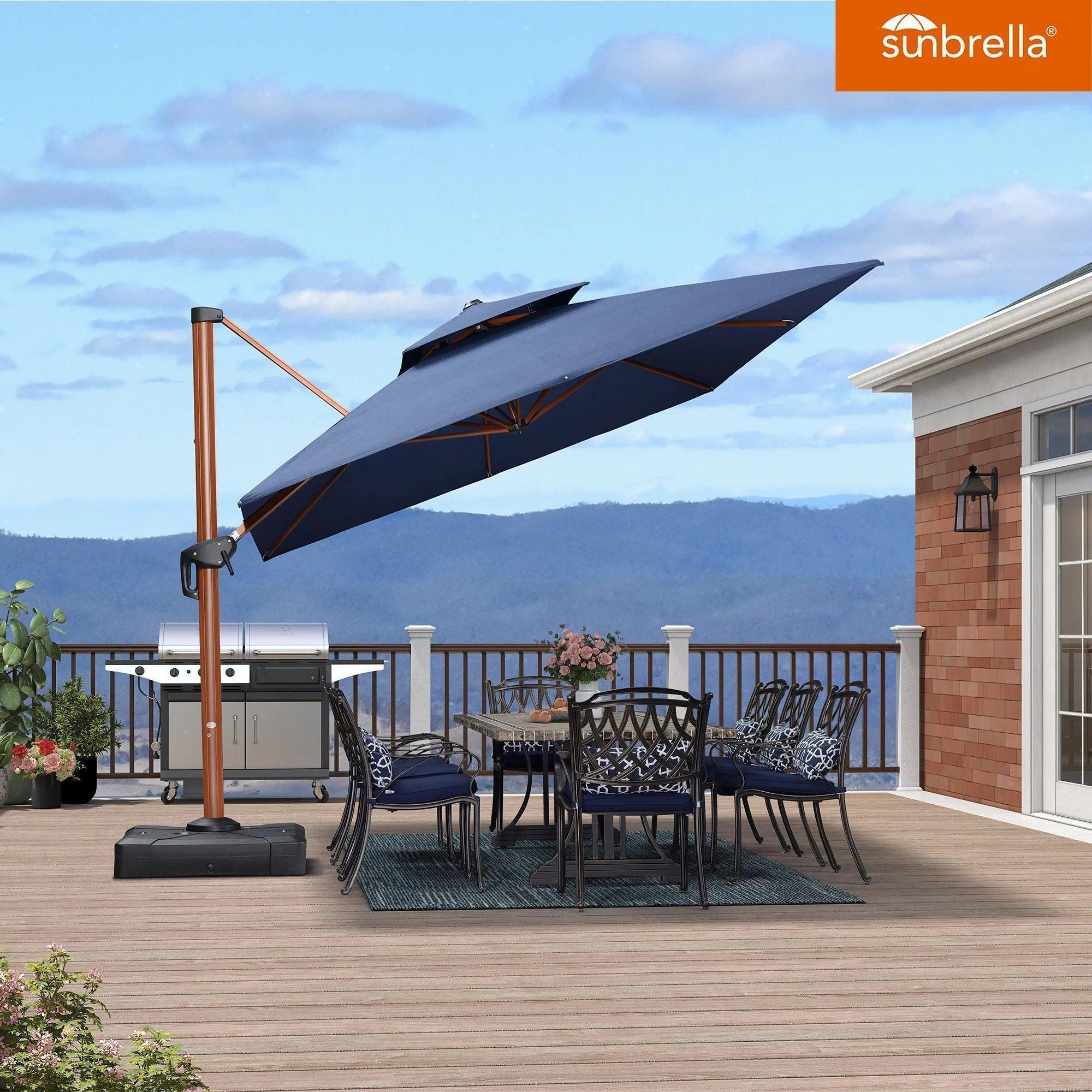 PURPLE LEAF SUNBRELLA Cantilever Umbrella Deluxe Wood Pattern Patio Umbrella - Image 46