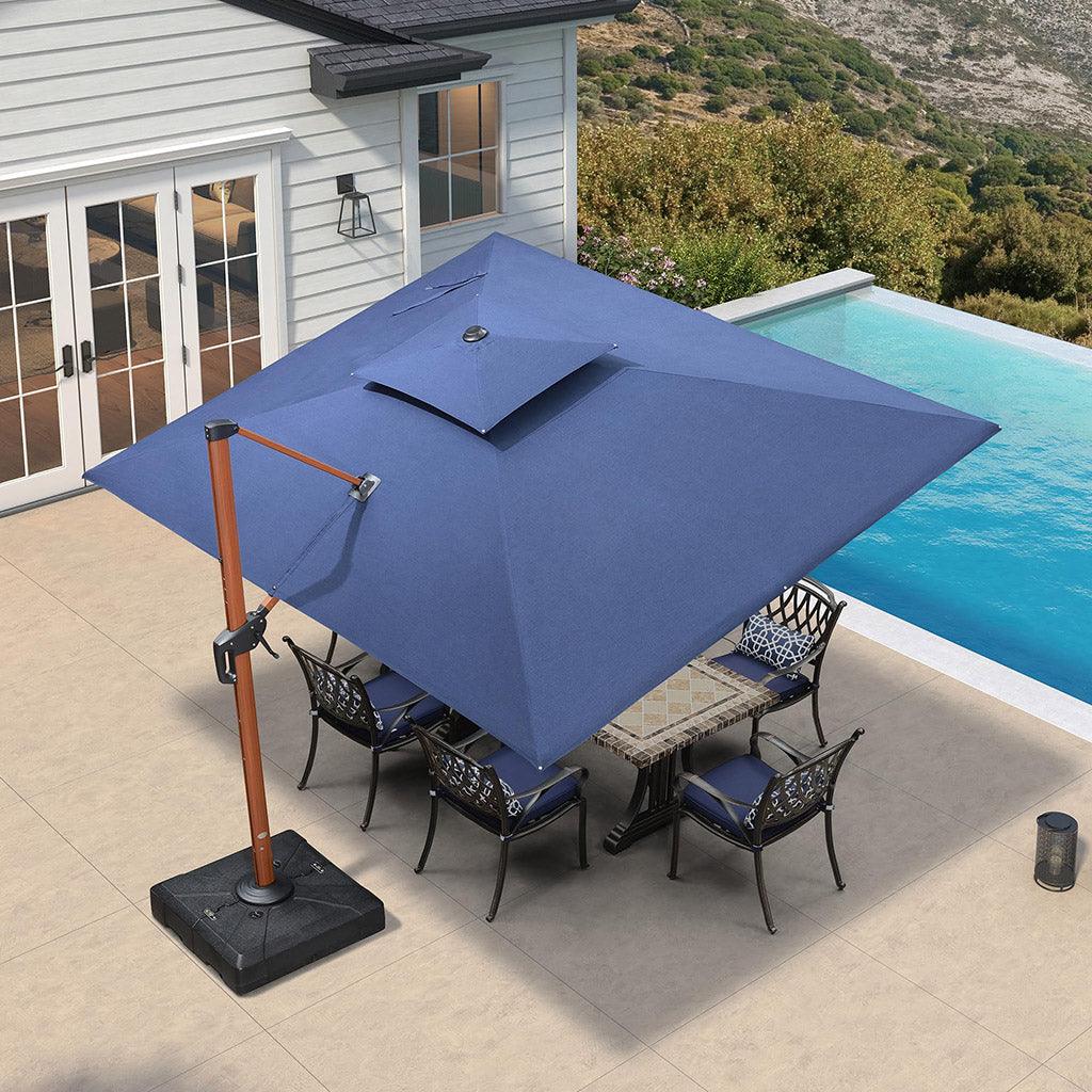 PURPLE LEAF SUNBRELLA Cantilever Umbrella Deluxe Wood Pattern Patio Umbrella - Image 47