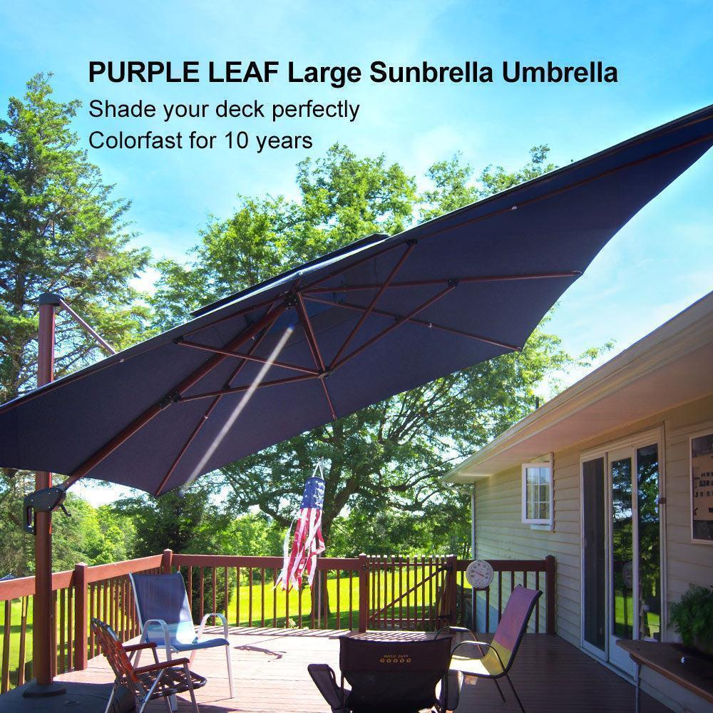 PURPLE LEAF SUNBRELLA Cantilever Umbrella Deluxe Wood Pattern Patio Umbrella - Image 48