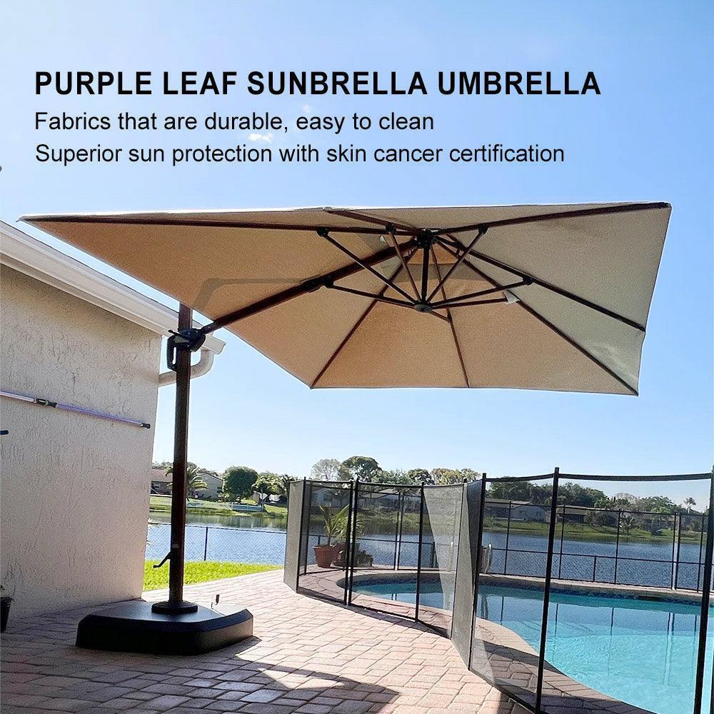 PURPLE LEAF SUNBRELLA Cantilever Umbrella Deluxe Wood Pattern Patio Umbrella - Image 50