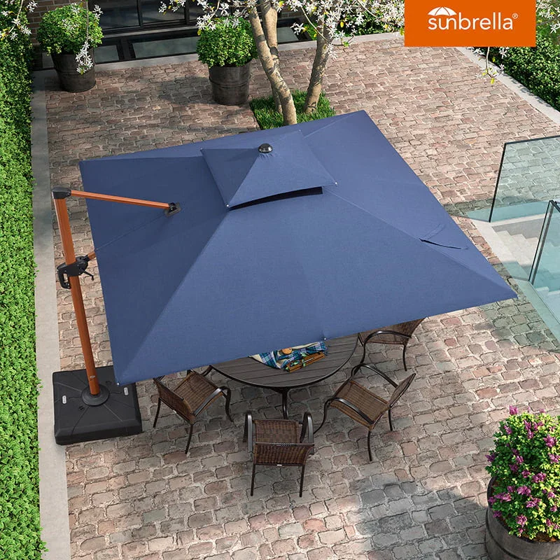 PURPLE LEAF SUNBRELLA Cantilever Umbrella Deluxe Wood Pattern Patio Umbrella - Image 51