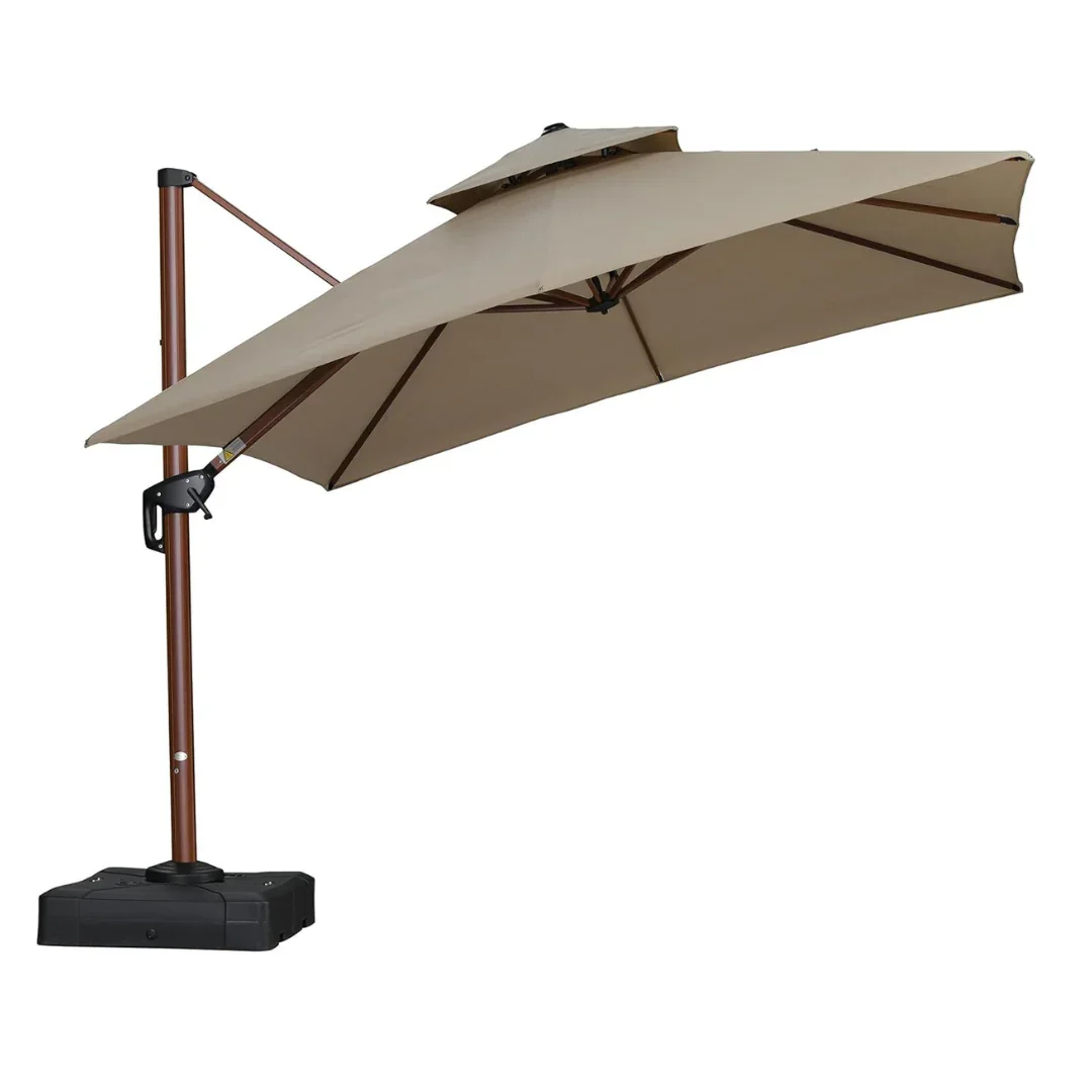 PURPLE LEAF SUNBRELLA Cantilever Umbrella Deluxe Wood Pattern Patio Umbrella - Image 54