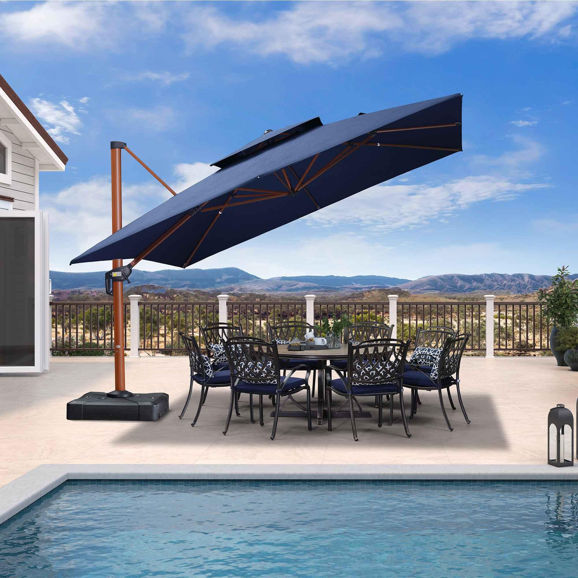 PURPLE LEAF SUNBRELLA Cantilever Umbrella Deluxe Wood Pattern Patio Umbrella - Image 56
