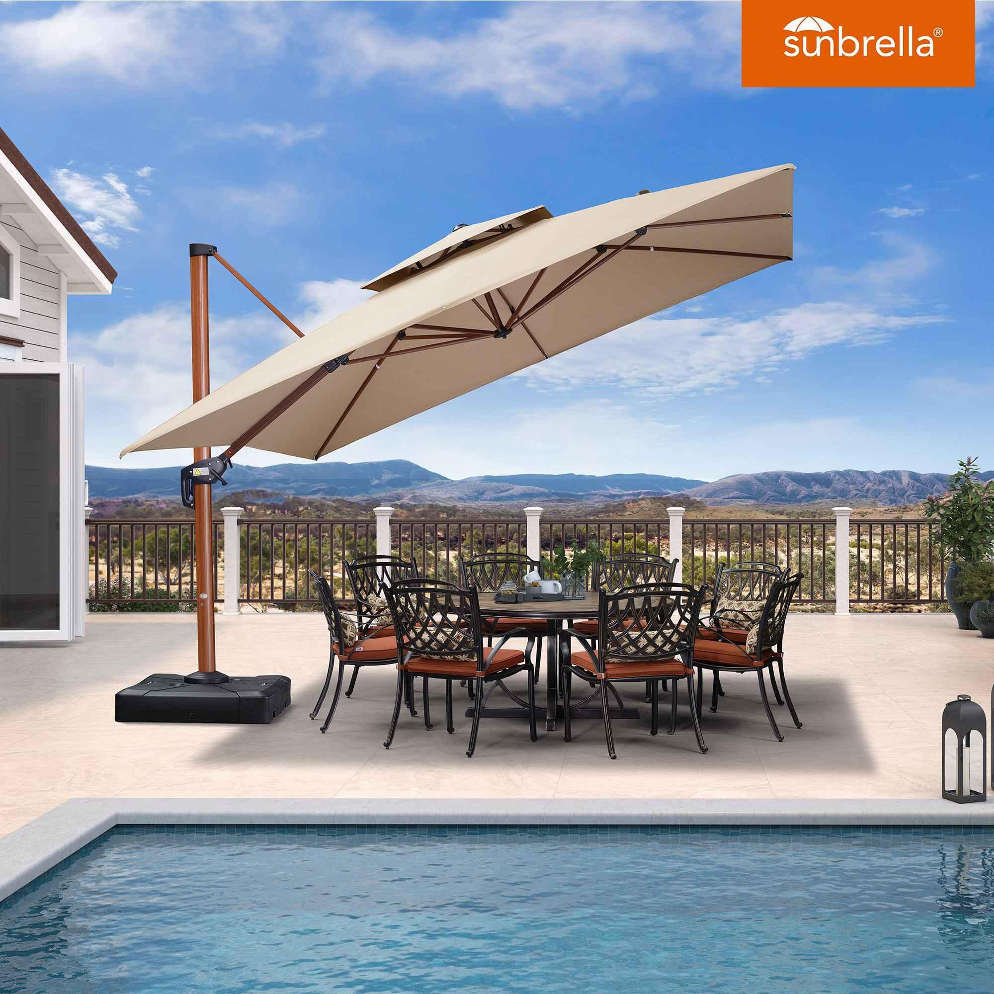 PURPLE LEAF SUNBRELLA Cantilever Umbrella Deluxe Wood Pattern Patio Umbrella - Image 61