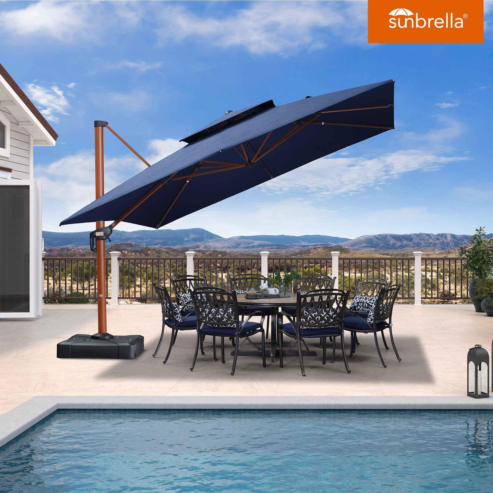 PURPLE LEAF SUNBRELLA Cantilever Umbrella Deluxe Wood Pattern Patio Umbrella - Image 62