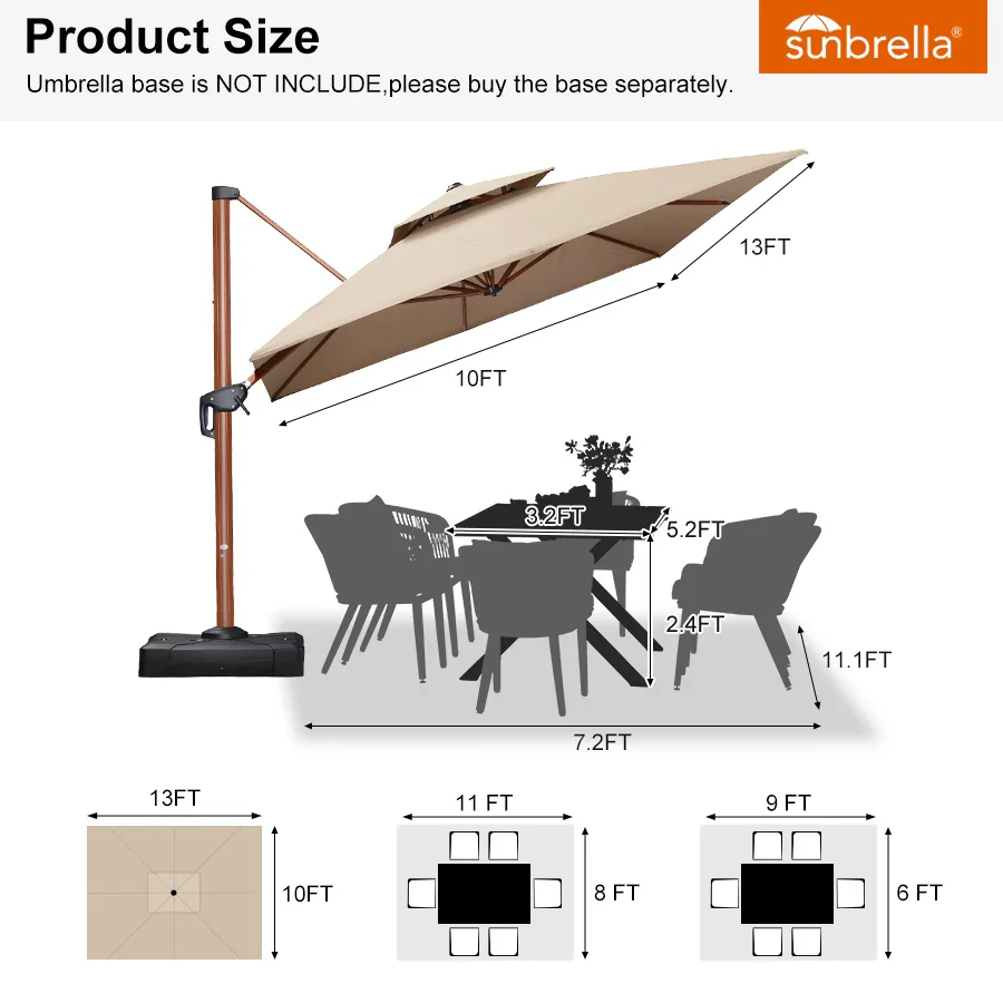 PURPLE LEAF SUNBRELLA Cantilever Umbrella Deluxe Wood Pattern Patio Umbrella - Image 71