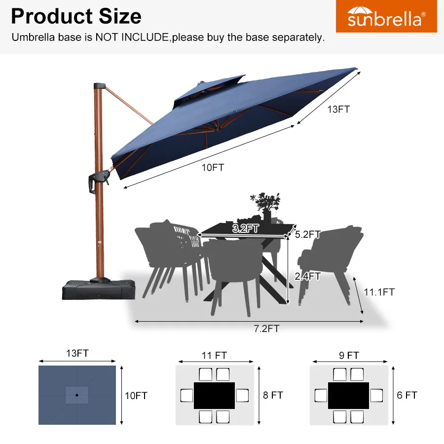 PURPLE LEAF SUNBRELLA Cantilever Umbrella Deluxe Wood Pattern Patio Umbrella - Image 72
