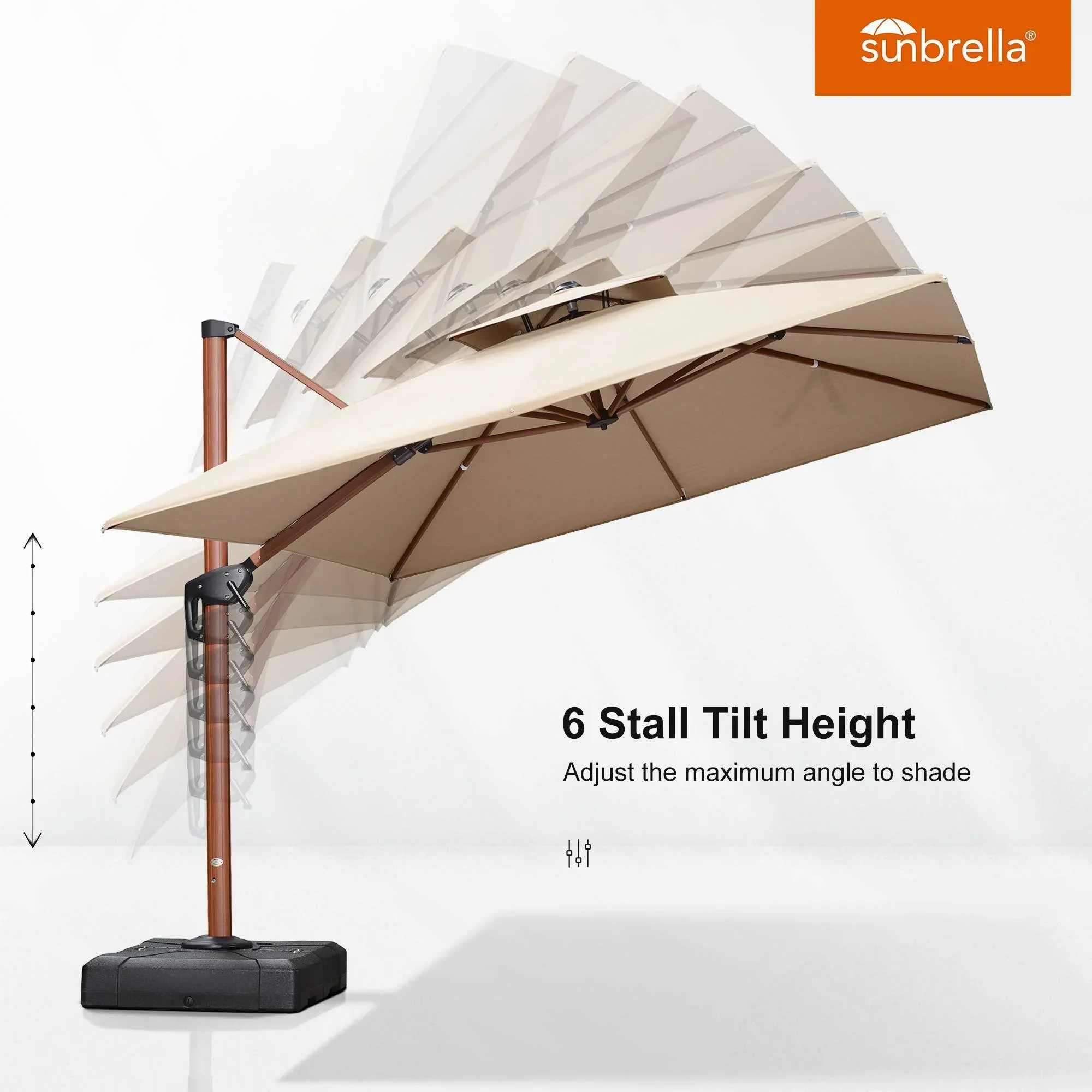 PURPLE LEAF SUNBRELLA Cantilever Umbrella Deluxe Wood Pattern Patio Umbrella - Image 74