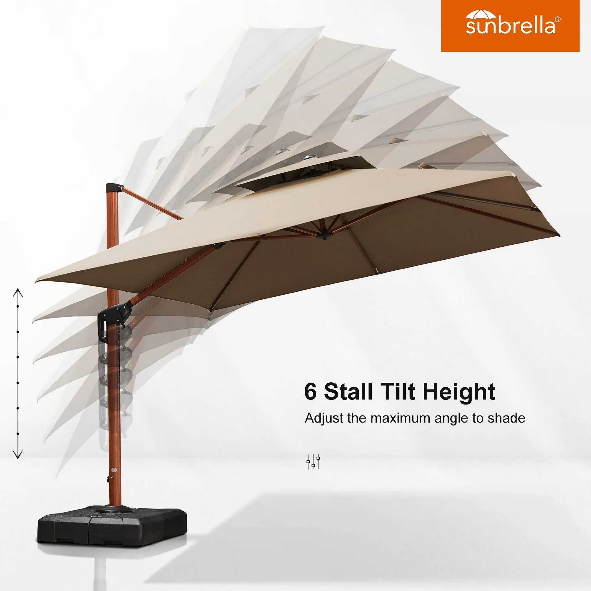 PURPLE LEAF SUNBRELLA Cantilever Umbrella Deluxe Wood Pattern Patio Umbrella - Image 78