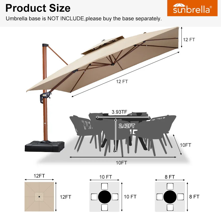 PURPLE LEAF SUNBRELLA Cantilever Umbrella Deluxe Wood Pattern Patio Umbrella - Image 79