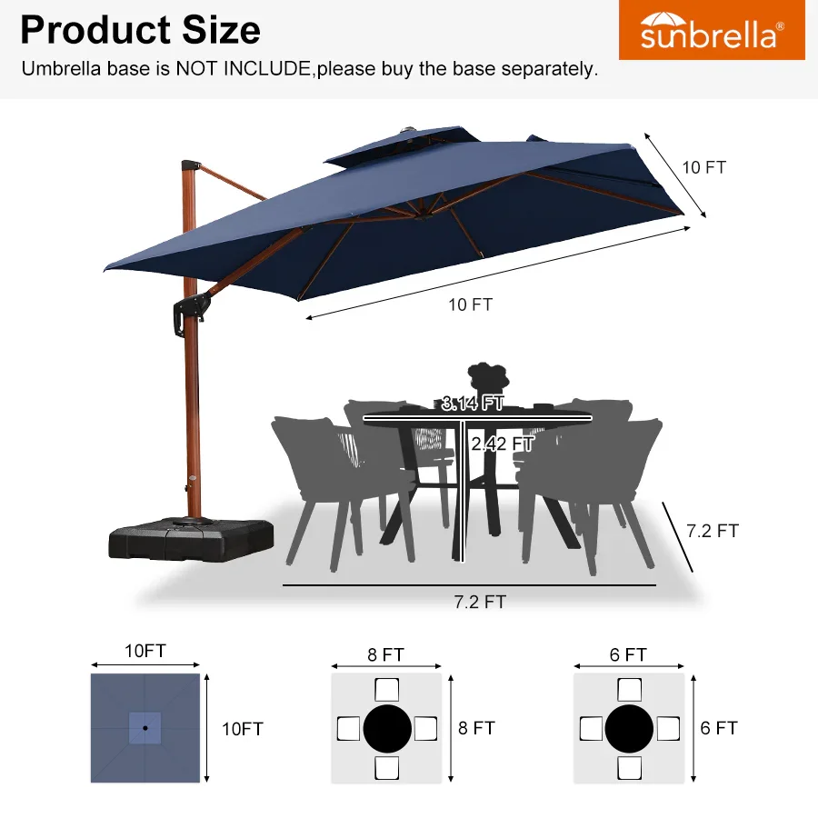 PURPLE LEAF SUNBRELLA Cantilever Umbrella Deluxe Wood Pattern Patio Umbrella - Image 81