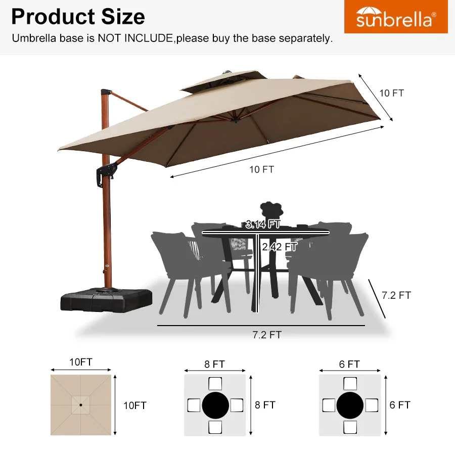PURPLE LEAF SUNBRELLA Cantilever Umbrella Deluxe Wood Pattern Patio Umbrella - Image 82