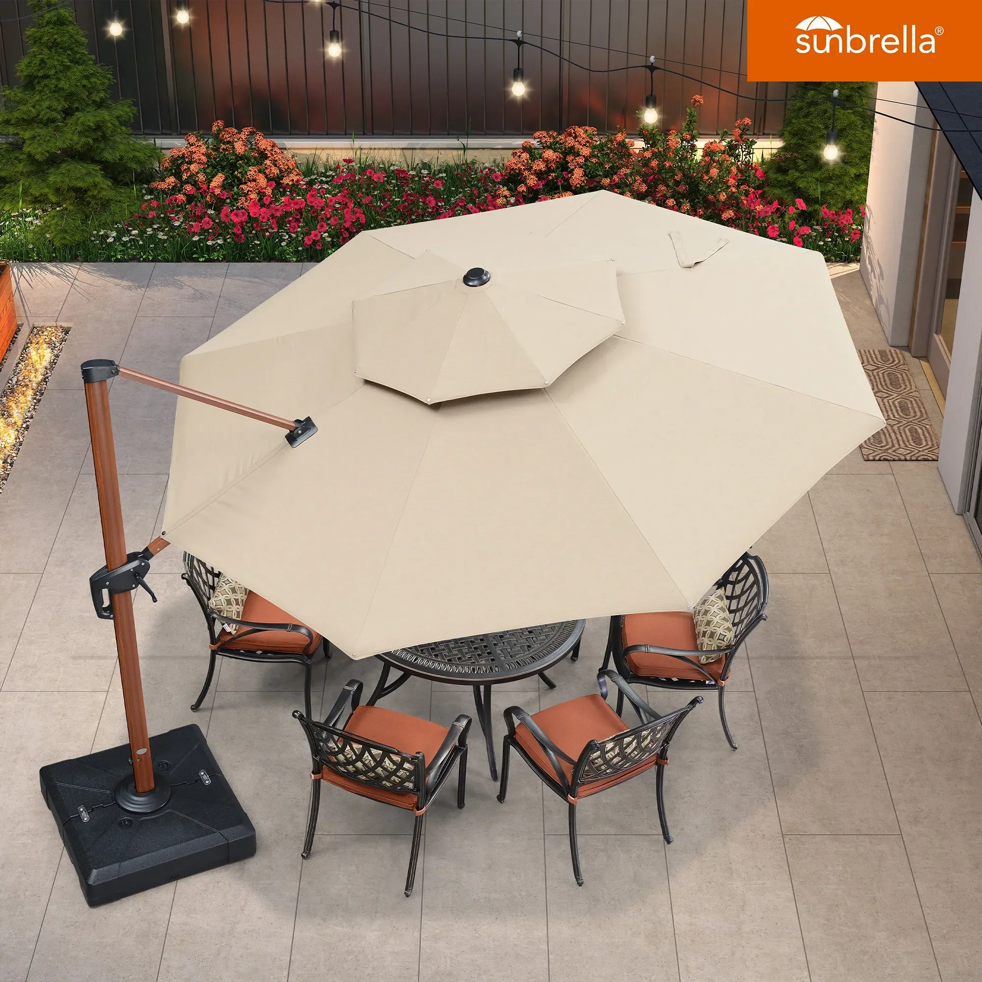PURPLE LEAF SUNBRELLA Cantilever Umbrella Deluxe Wood Pattern Patio Umbrella - Image 86
