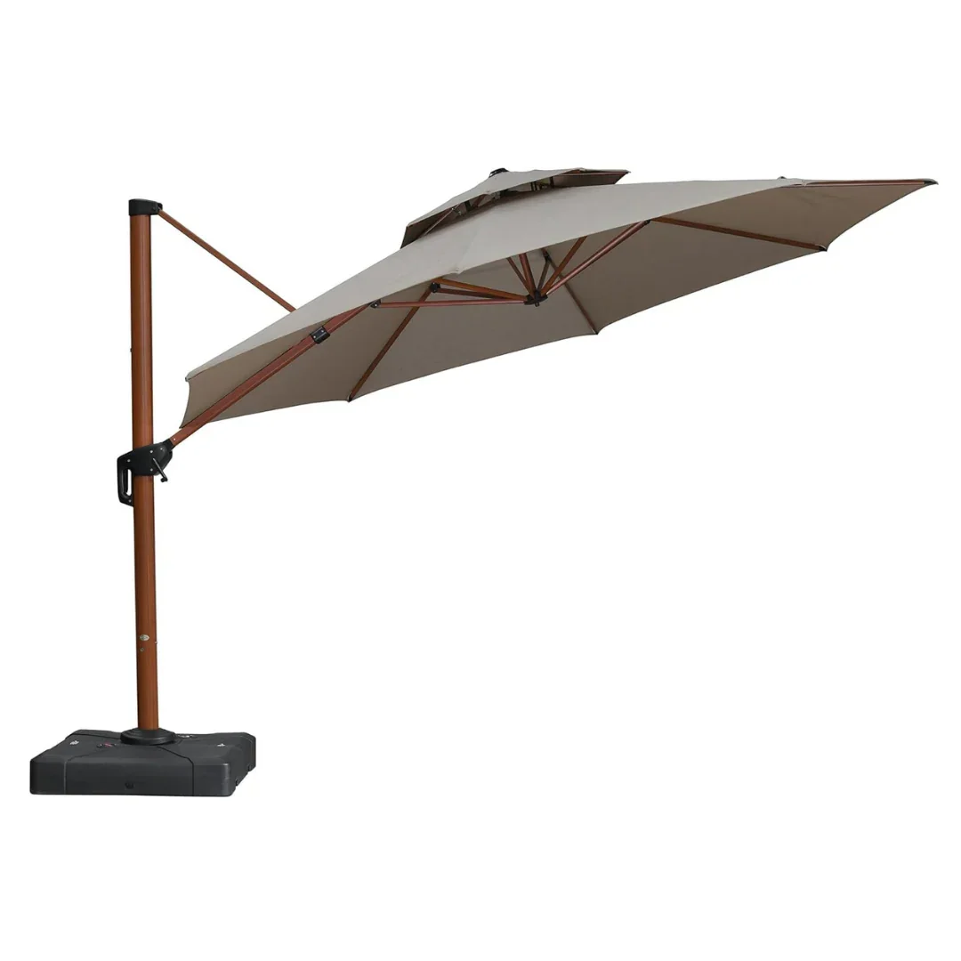 PURPLE LEAF SUNBRELLA Cantilever Umbrella Deluxe Wood Pattern Patio Umbrella - Image 87