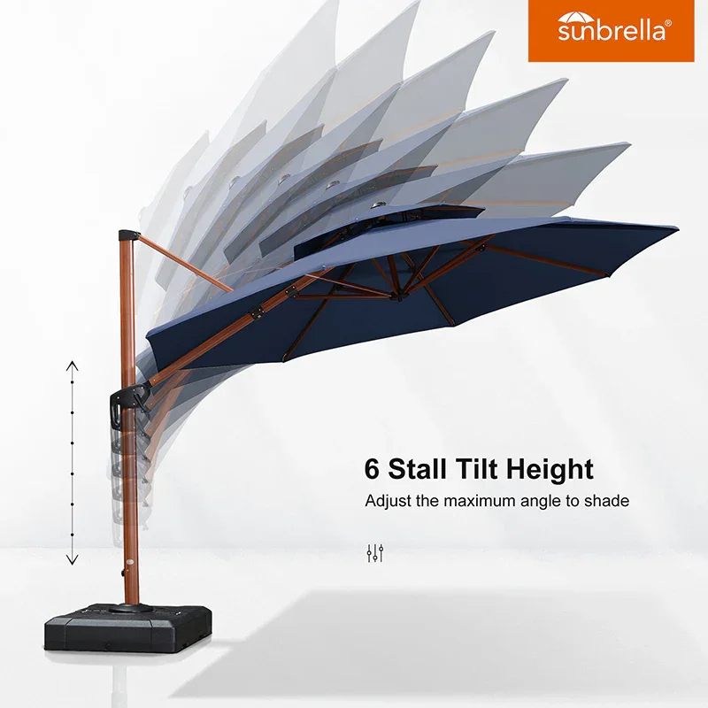 PURPLE LEAF SUNBRELLA Cantilever Umbrella Deluxe Wood Pattern Patio Umbrella - Image 88