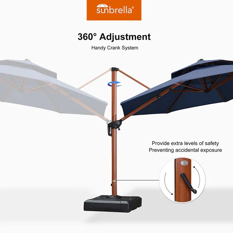 PURPLE LEAF SUNBRELLA Cantilever Umbrella Deluxe Wood Pattern Patio Umbrella - Image 89