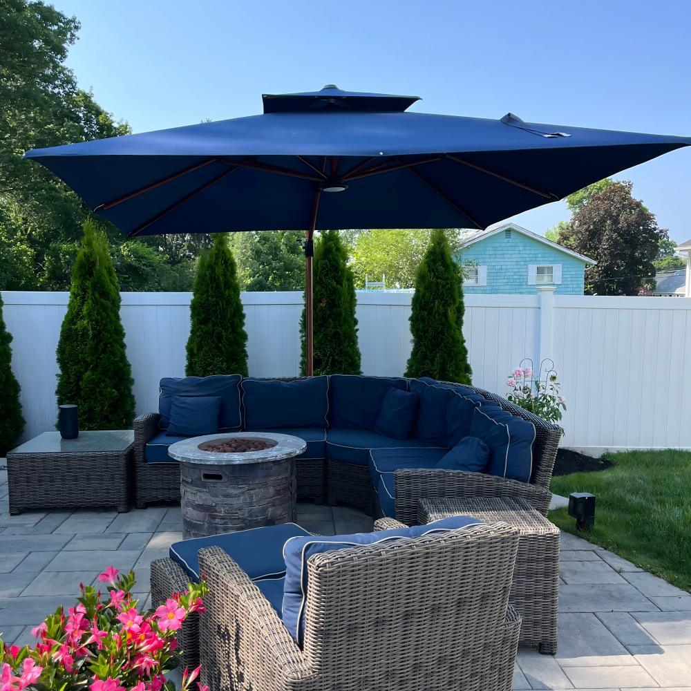 PURPLE LEAF SUNBRELLA Cantilever Umbrella Deluxe Wood Pattern Patio Umbrella - Image 96