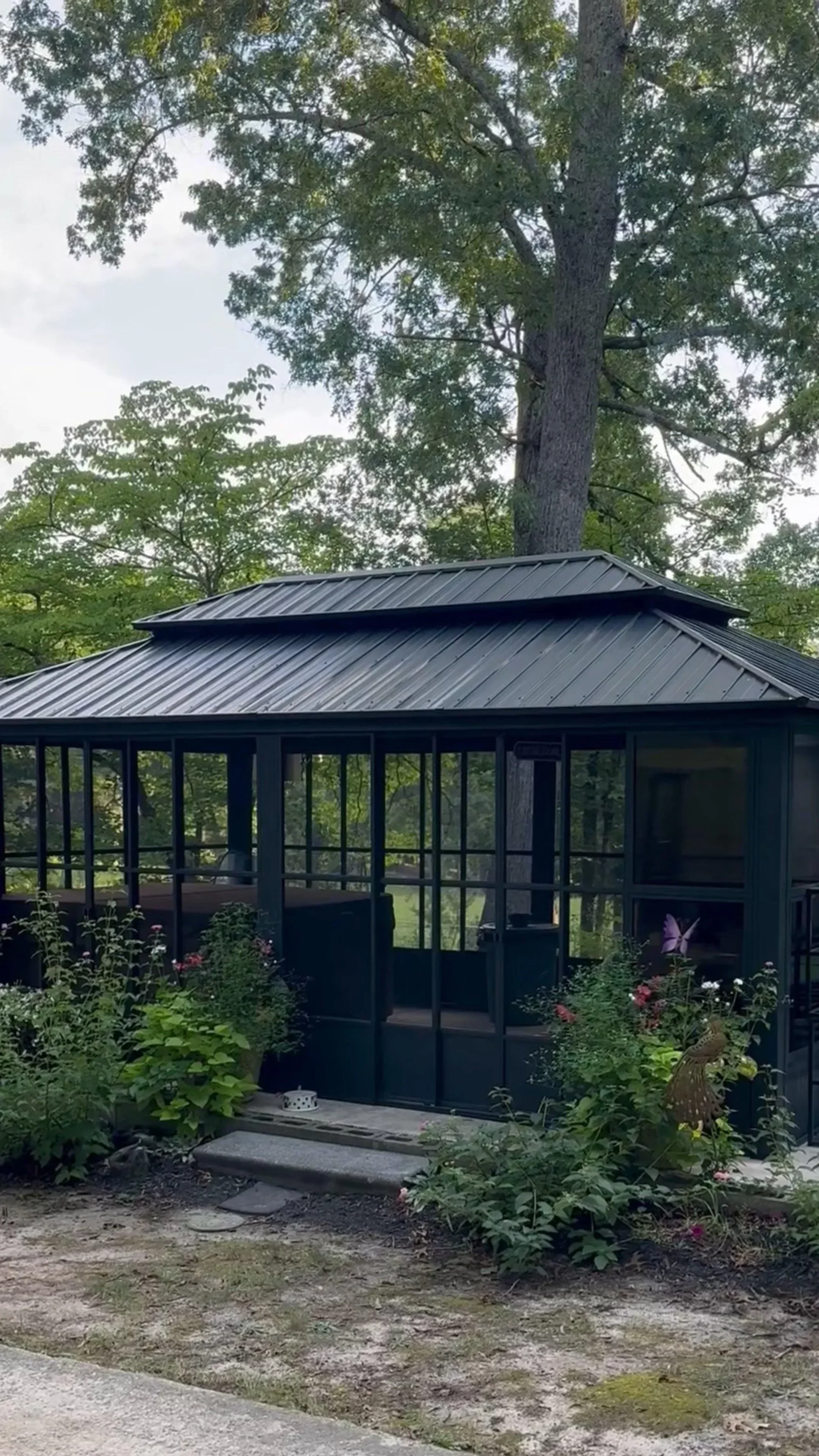 PURPLE LEAF Sunroom Hardtop Gazebo Solarium Grey Galvanized Steel Double Roof All-Weather Aluminum Outdoor Screen House - Image 42