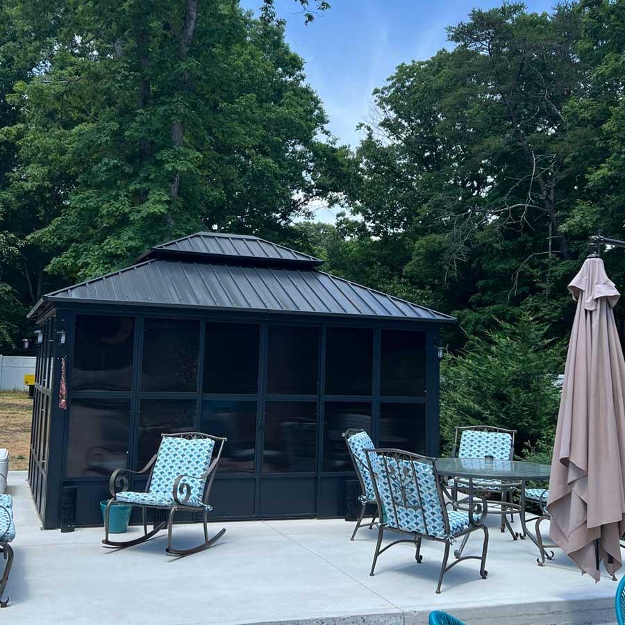 PURPLE LEAF Sunroom Hardtop Gazebo Solarium Grey Galvanized Steel Double Roof All-Weather Aluminum Outdoor Screen House - Image 7