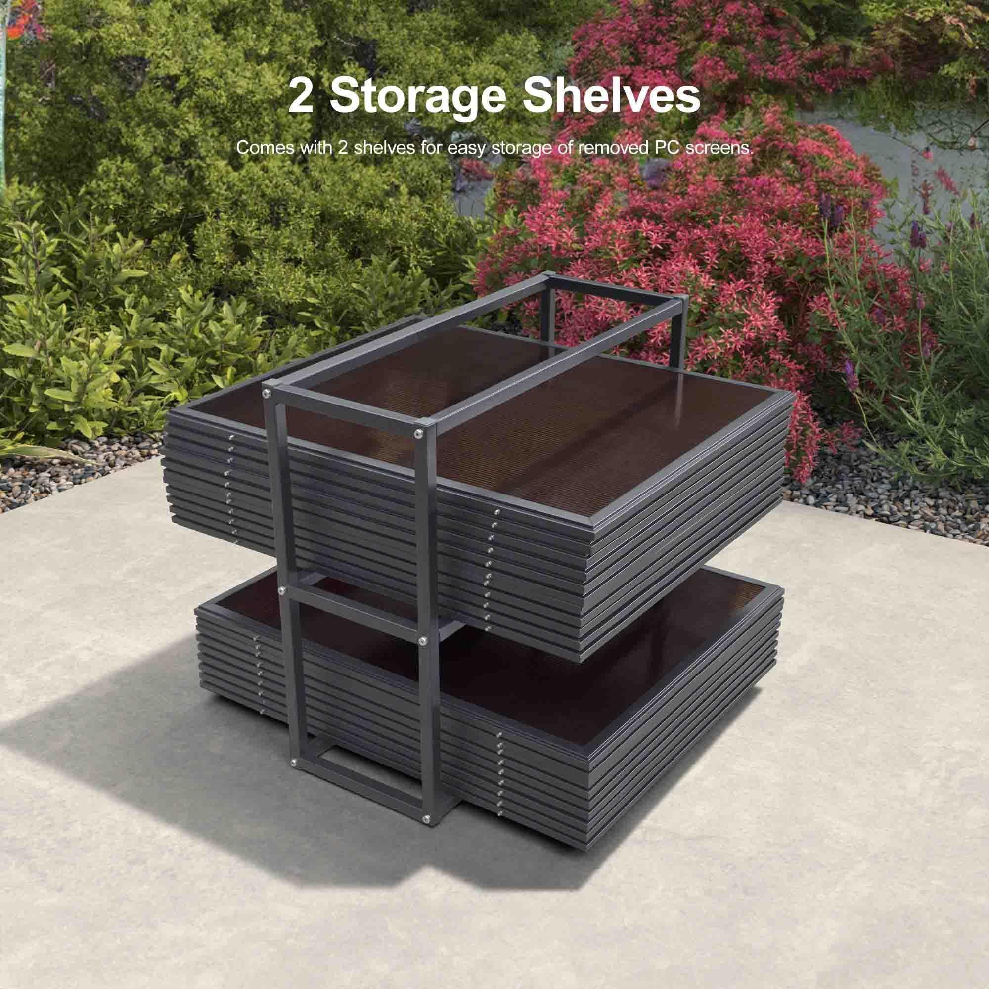 PURPLE LEAF Sunroom Hardtop Gazebo Solarium Grey Galvanized Steel Double Roof All-Weather Aluminum Outdoor Screen House with String Lights - Image 14
