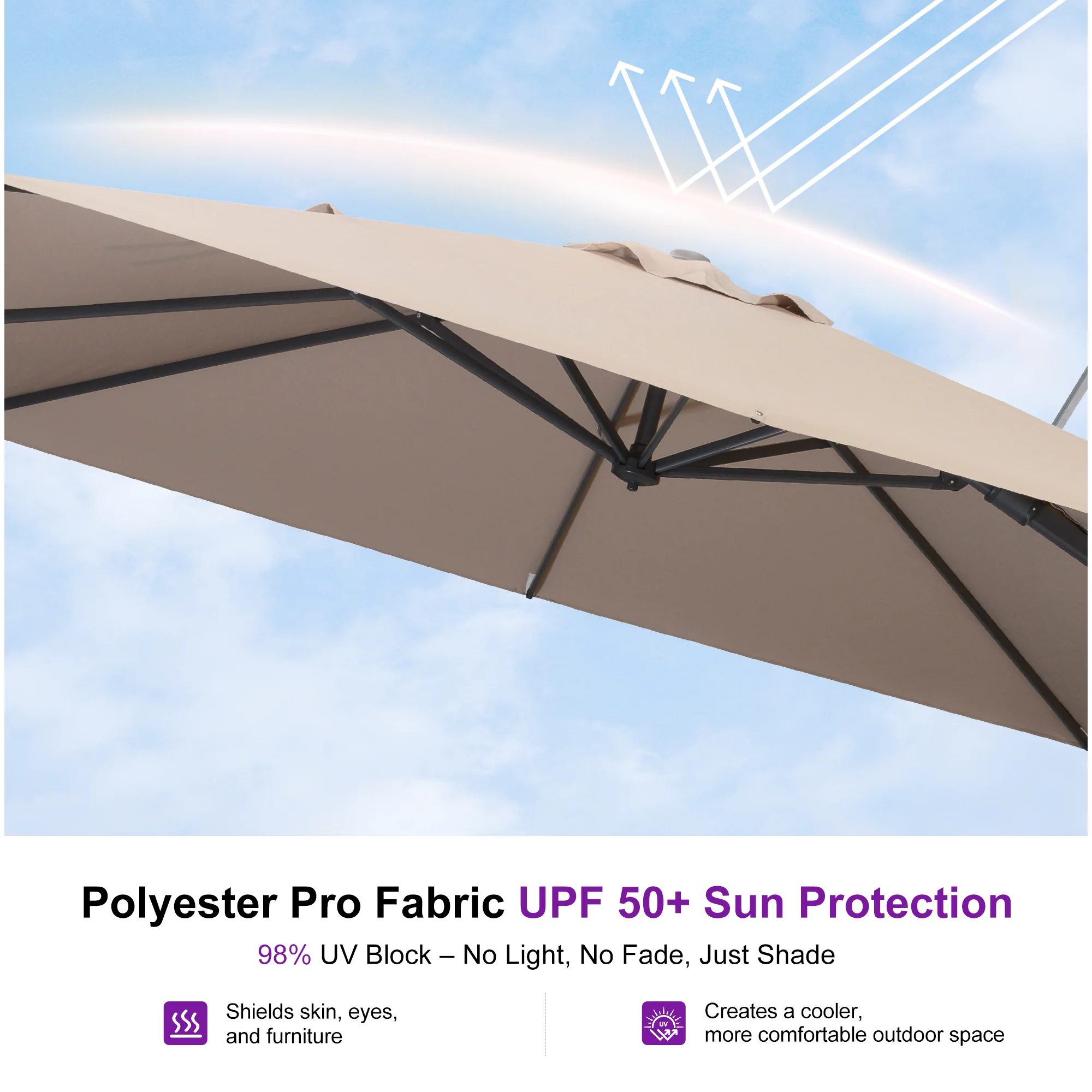 PURPLE LEAF UV Resistant Left-right Tilting Patio Umbrella Swivel Outdoor Umbrella - Image 116