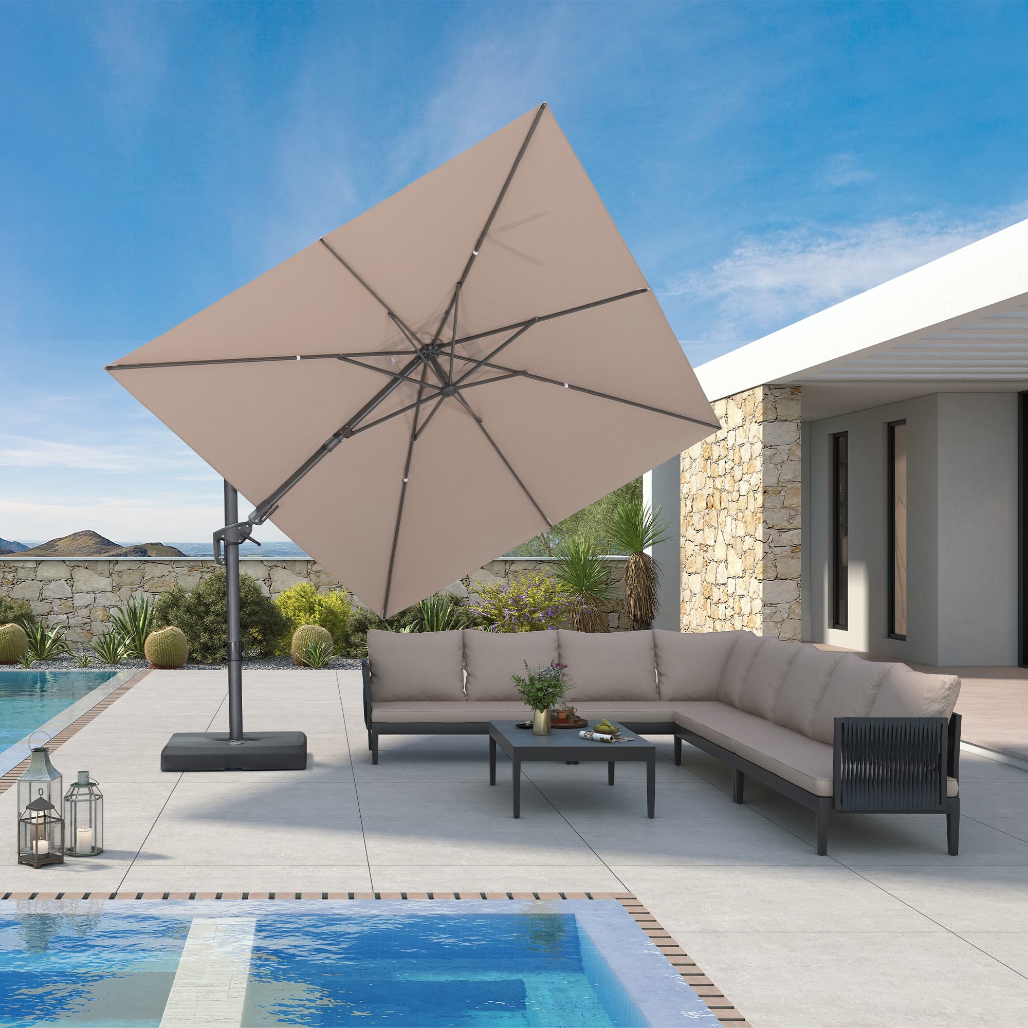 PURPLE LEAF UV Resistant Left-right Tilting Patio Umbrella Swivel Outdoor Umbrella - Image 126
