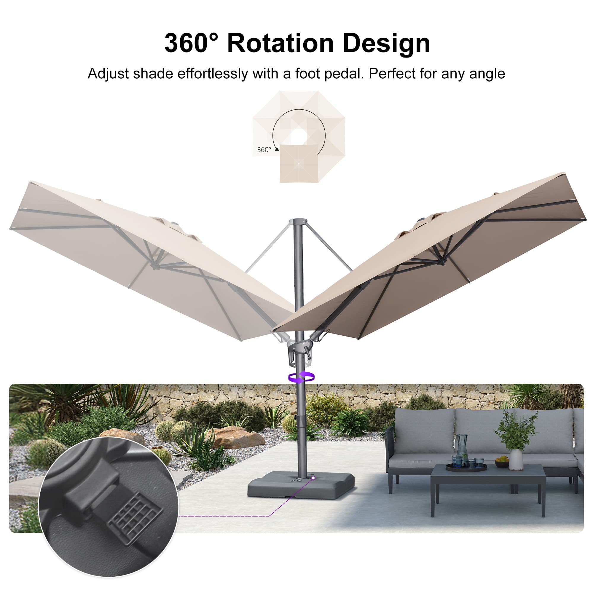 PURPLE LEAF UV Resistant Left-right Tilting Patio Umbrella Swivel Outdoor Umbrella - Image 138