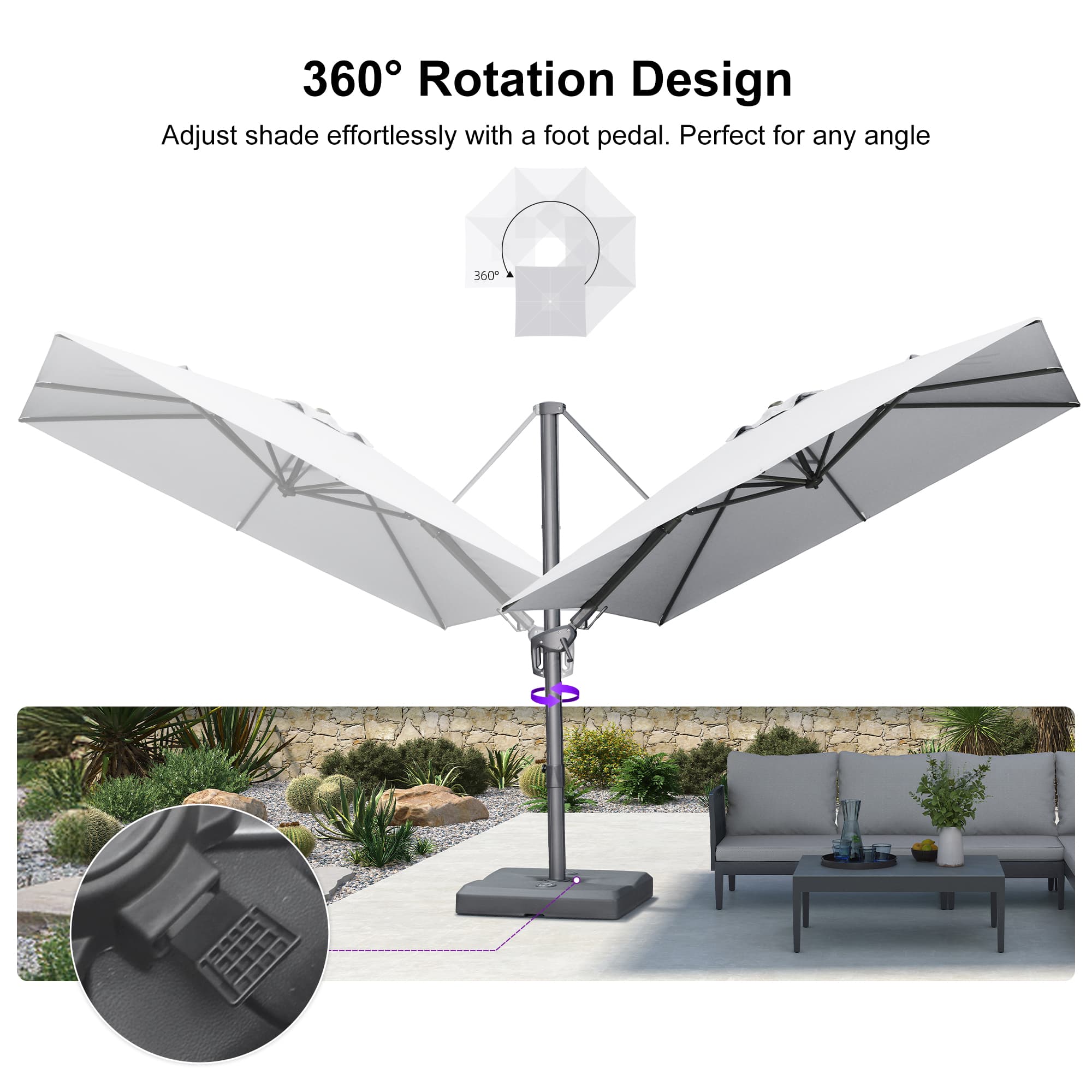 PURPLE LEAF UV Resistant Left-right Tilting Patio Umbrella Swivel Outdoor Umbrella - Image 150