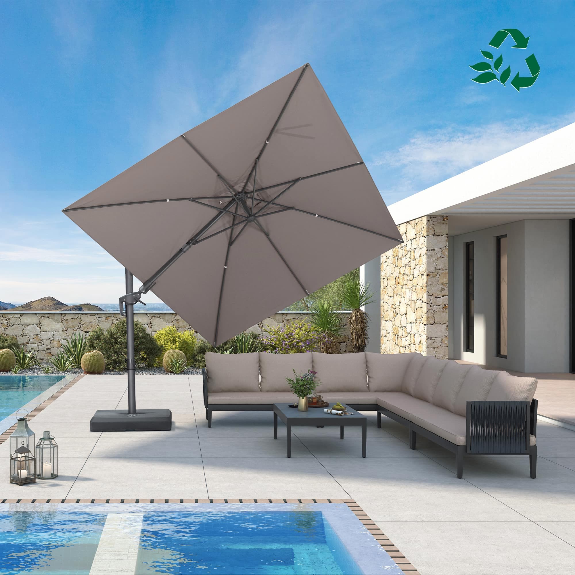 PURPLE LEAF UV Resistant Left-right Tilting Patio Umbrella Swivel Outdoor Umbrella - Image 169